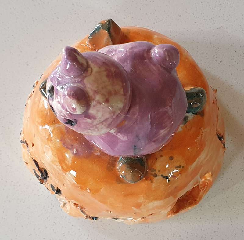Glazed funky art pottery/clay item by Liza-Ann as per photos