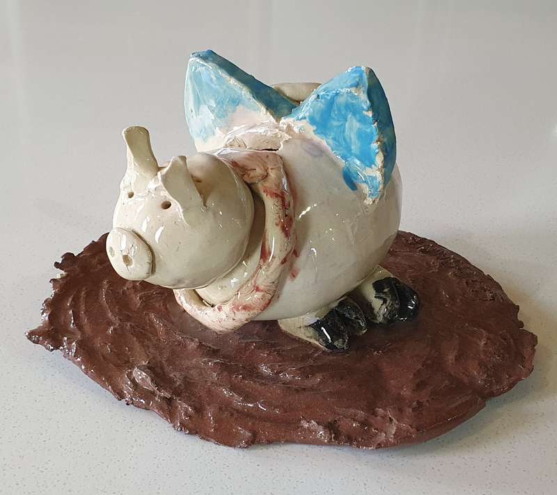 Glazed funky art pottery/clay item by Liza-Ann as per photos