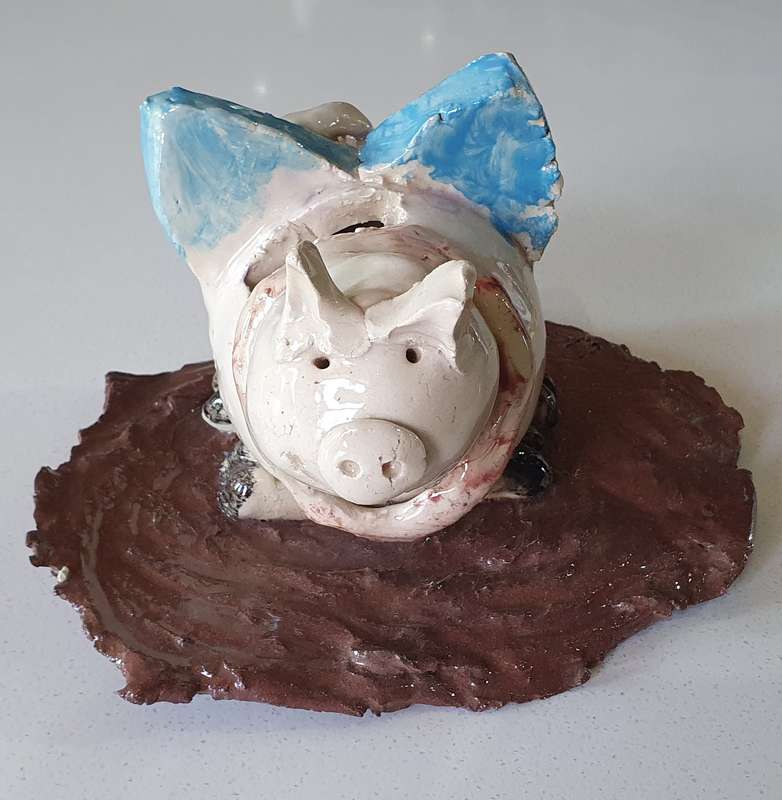 Glazed funky art pottery/clay item by Liza-Ann as per photos