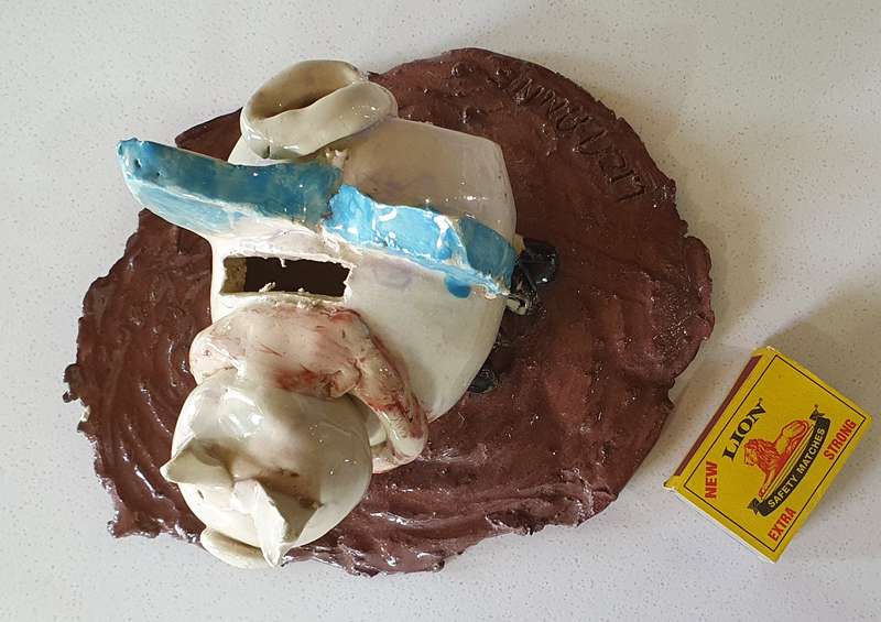 Glazed funky art pottery/clay item by Liza-Ann as per photos