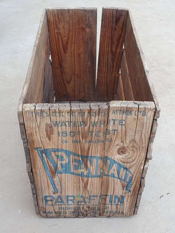 Vintage wooden PENNANT paraffin crate as per photos