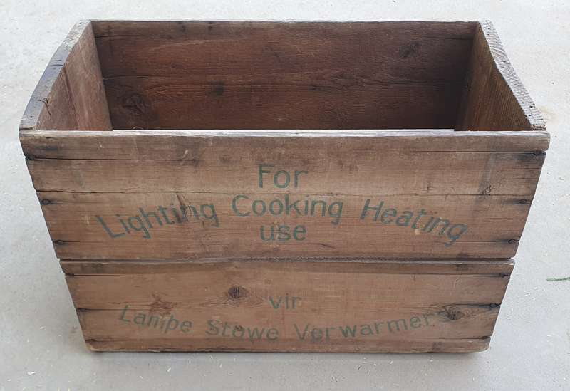 Vintage wooden paraffin crate as per photos