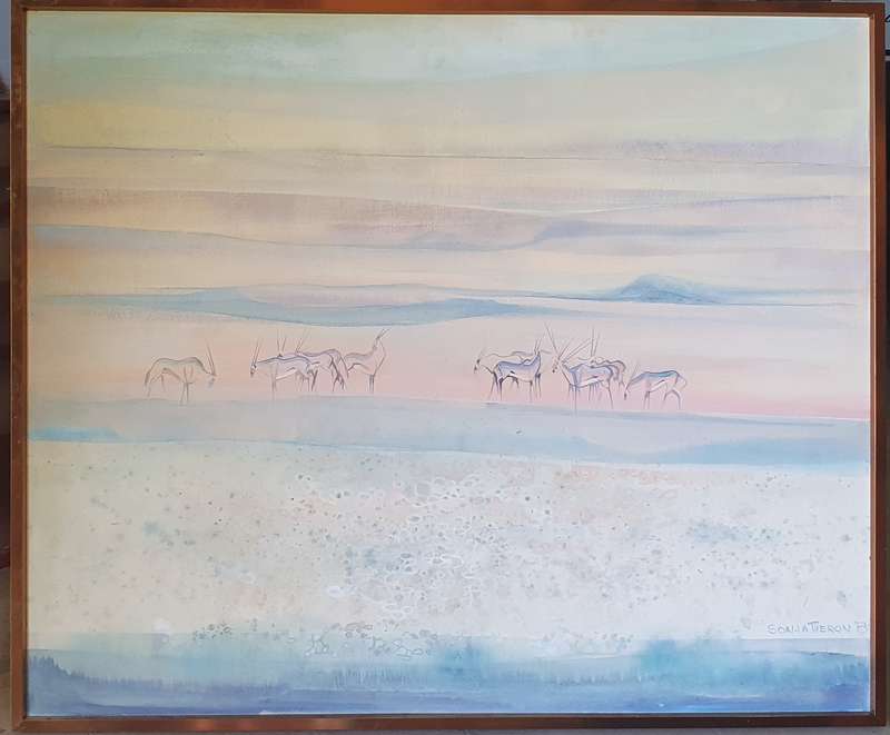 Original framed mixed medium painting by SONJA THERON as per photos