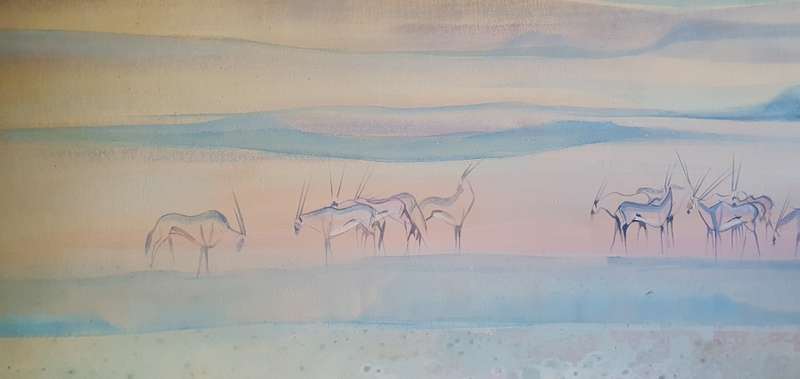 Original framed mixed medium painting by SONJA THERON as per photos