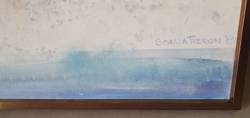 Original framed mixed medium painting by SONJA THERON as per photos
