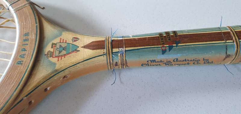 Vintage RAPIER - Oliver Racket Company, Australia - wood tennis racket as per photo.