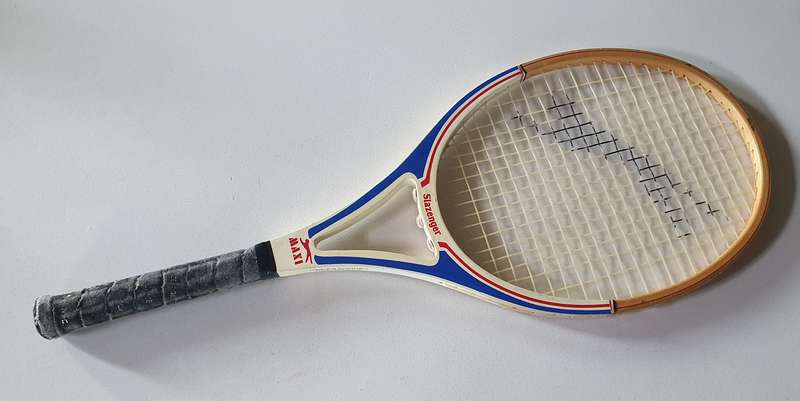 Vintage SLAZENGER MAXI -made in SA- wooden tennis racket as per photo.