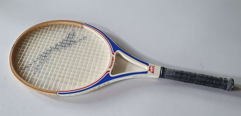Vintage SLAZENGER MAXI -made in SA- wooden tennis racket as per photo.