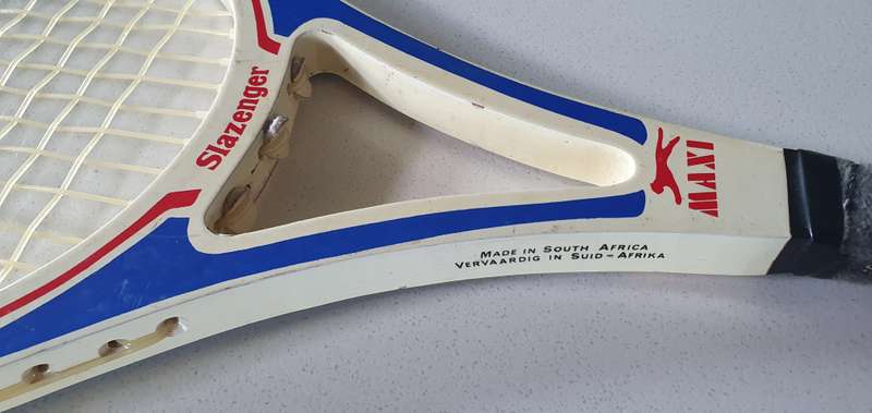 Vintage SLAZENGER MAXI -made in SA- wooden tennis racket as per photo.