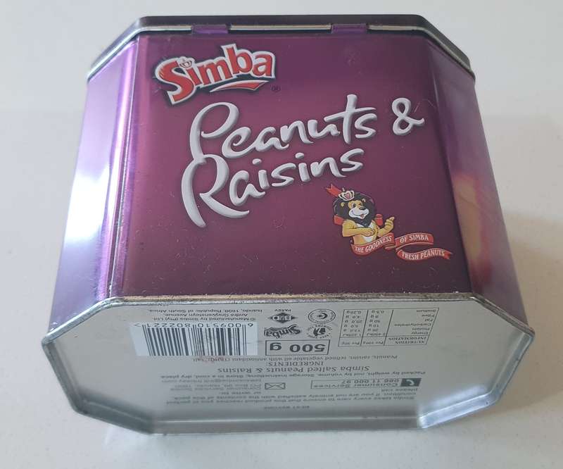 SIMBA PEANUTS & RAISINS tin as per photo