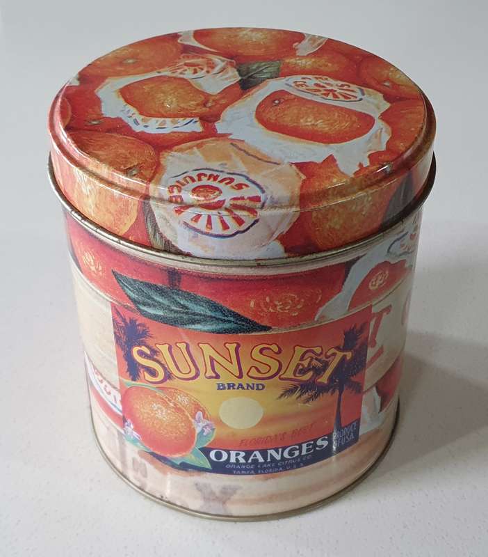 SUN SET BRAND ORANGES tin as per photos