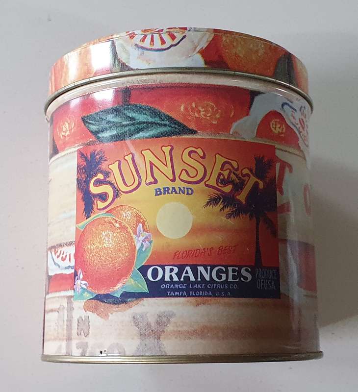 SUN SET BRAND ORANGES tin as per photos