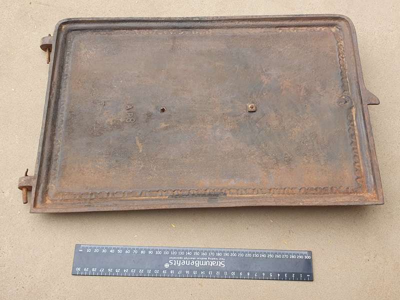 Vintage cast iron oven door as per photo
