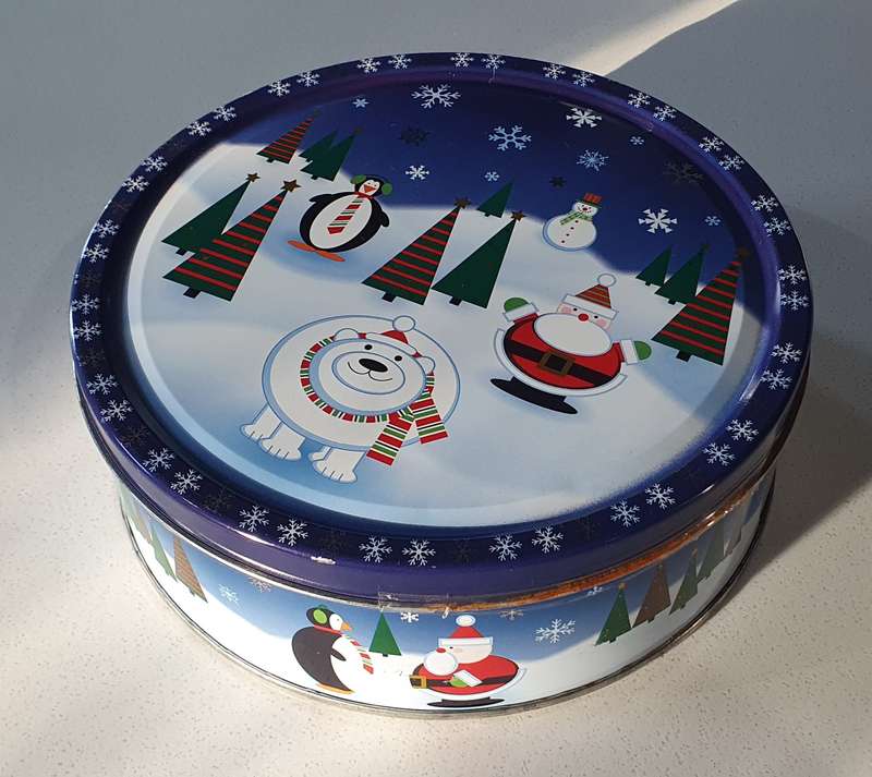 CHRISTMAS theme tin as per photos