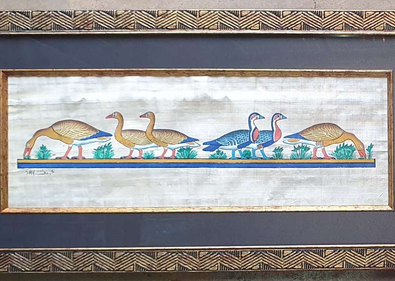 Framed Egyptian papyrus as per photo