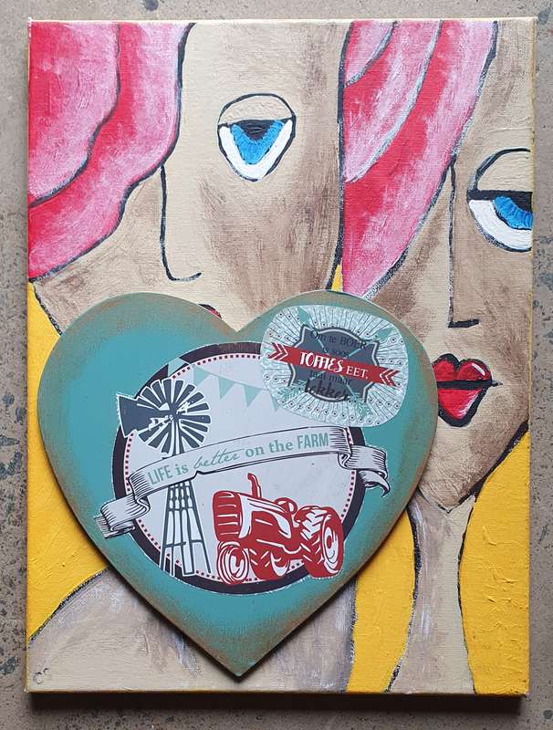 Original unframed acrylic mixed medium painting by CS as per photos