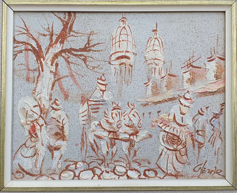 Original oil and sand painting by BORIS CHEZAR