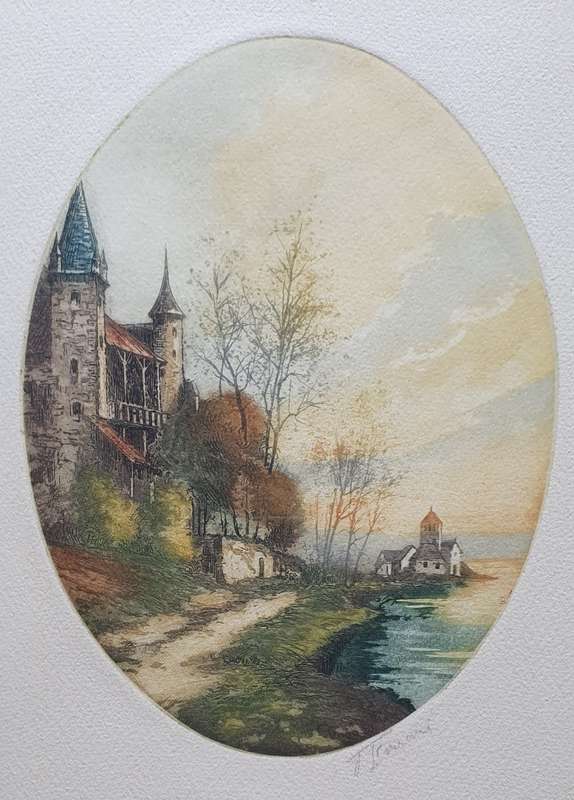 Original framed colour etch as per photos