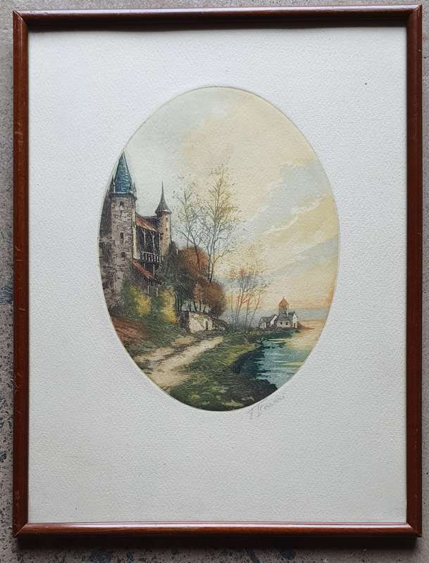 Original framed colour etch as per photos