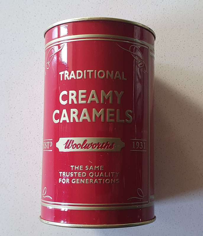 Woolworths cream caramels tin as per photos