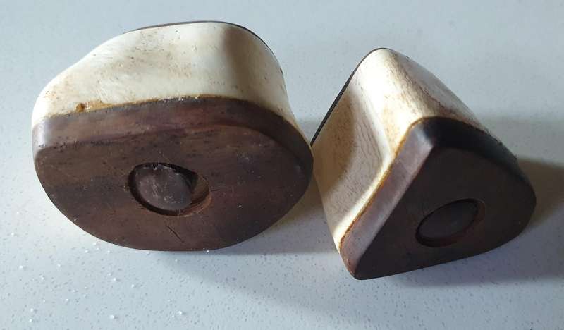 Unique SALT and PEPPER SET - WOOD AND BONE as per photo