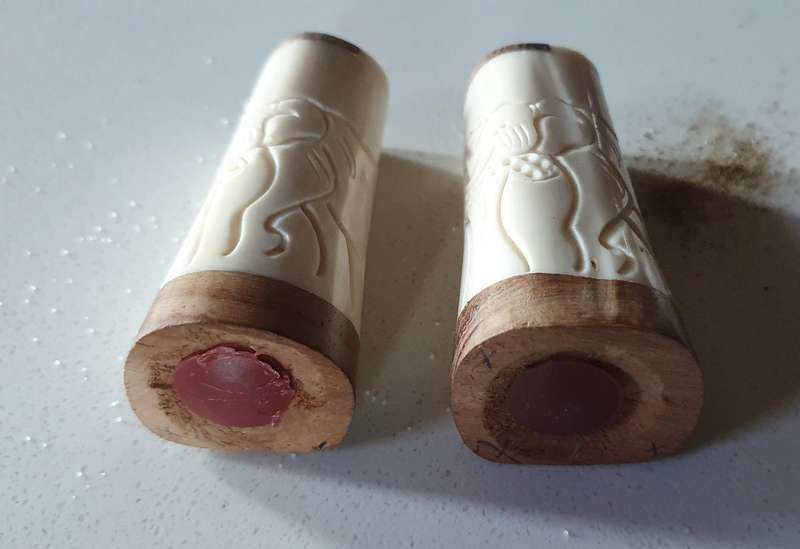 Unique SALT and PEPPER SET - WOOD AND BONE as per photo