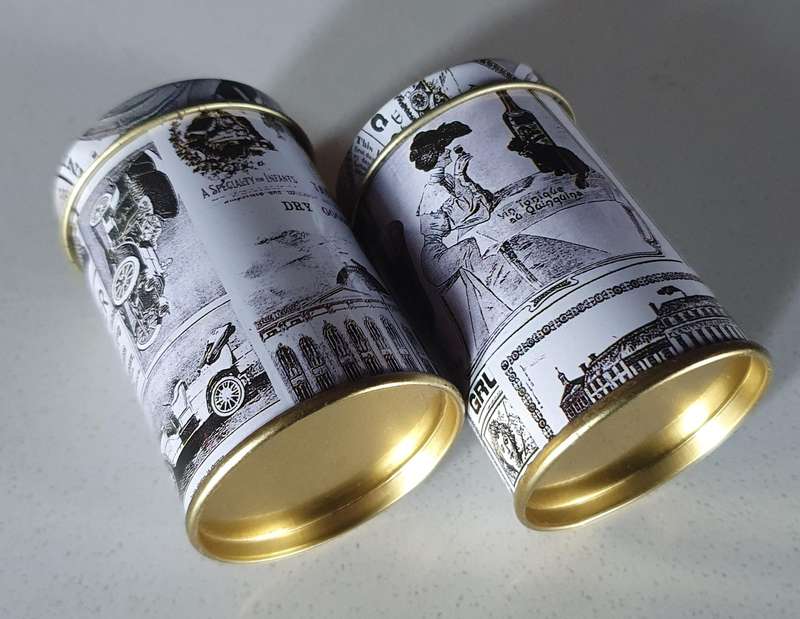 SALT and PEPPER tin set - as per photo