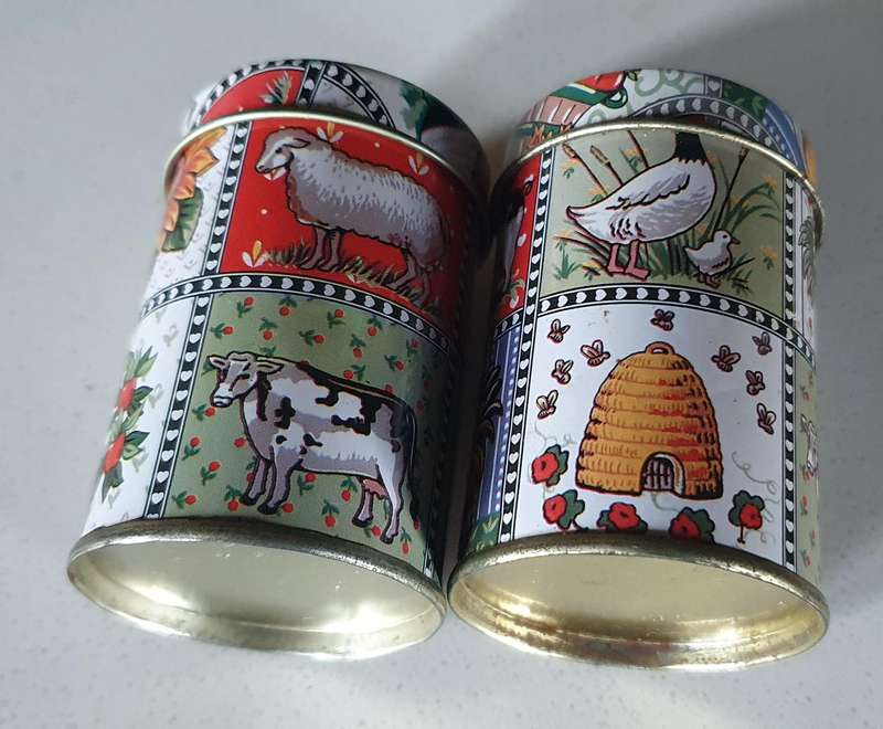 SALT and PEPPER tin set - as per photo