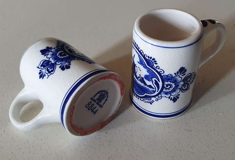 2 DELFT hand painted Blue and white mugs - as per photo