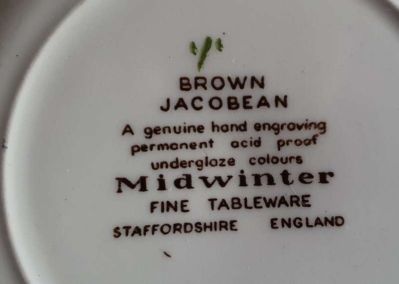 BROWN JACOEEAN - MIDWINTER Staffordshire England plate as per photos
