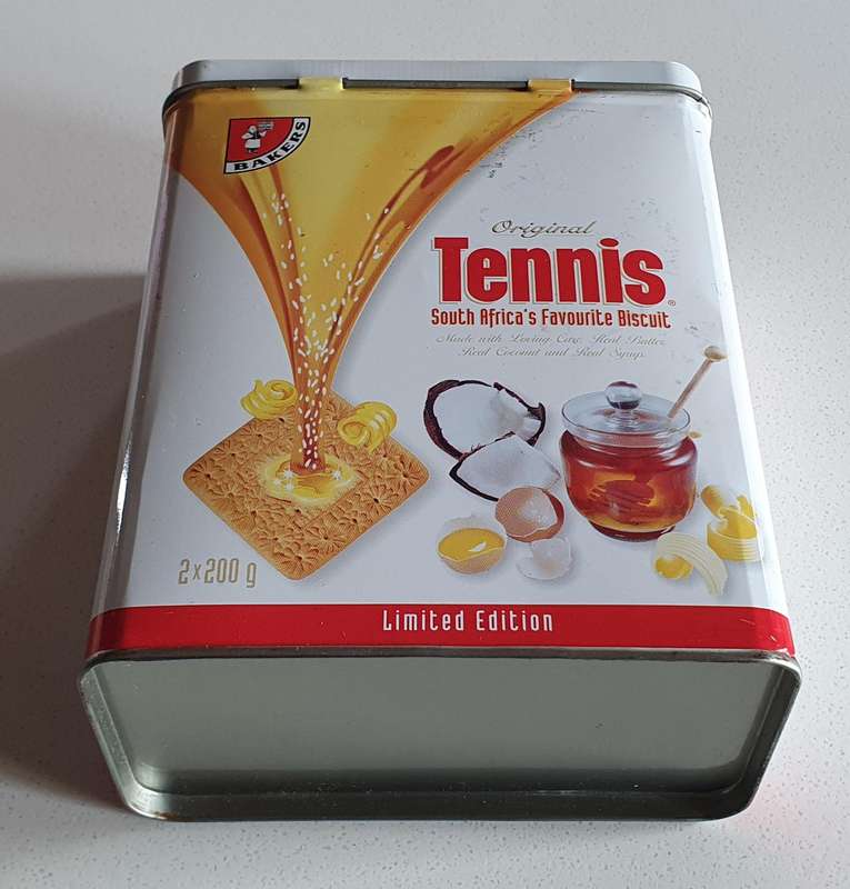 TENNIS biscuit tin as per photos
