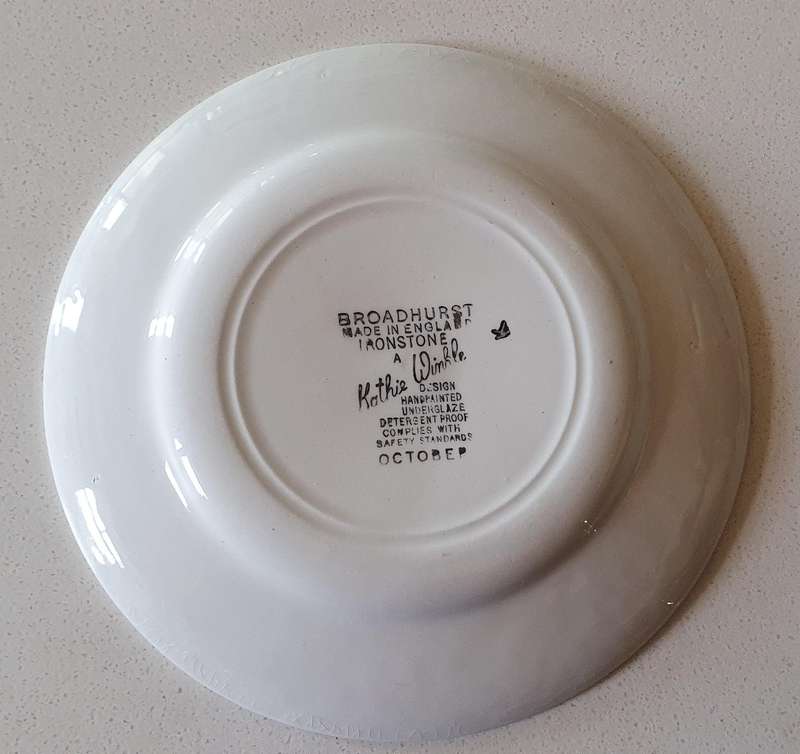 Broadhurst made in England ironstone plate - Kathie Winkle -October - as per photos