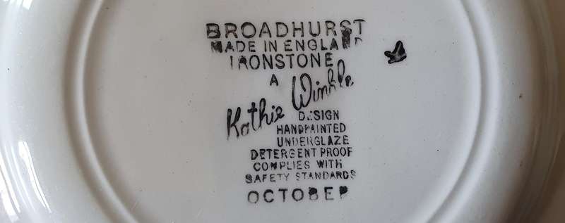 Broadhurst made in England ironstone plate - Kathie Winkle -October - as per photos