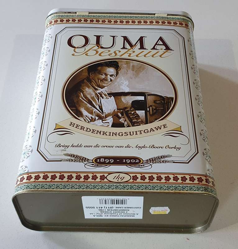 OUMA RUSKS tin as per photo.