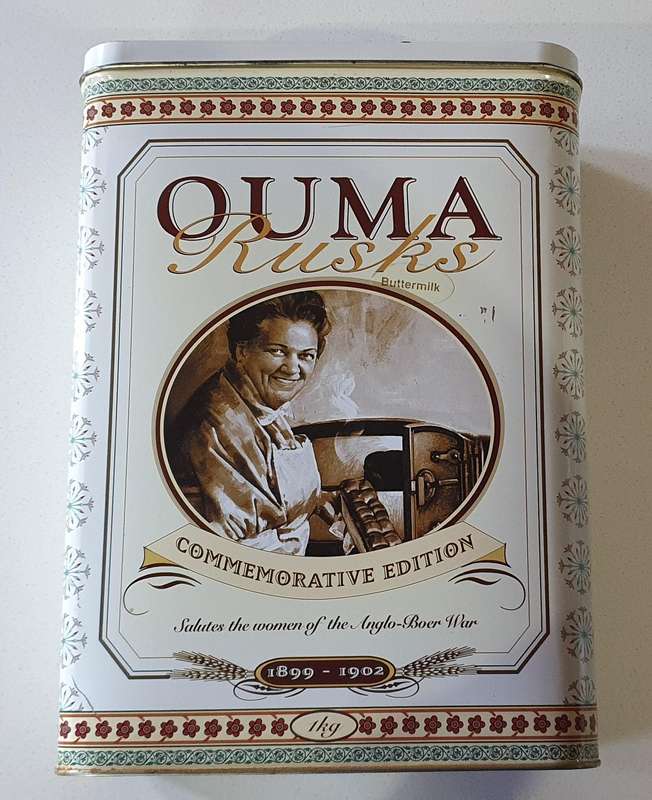 OUMA RUSKS tin as per photo.