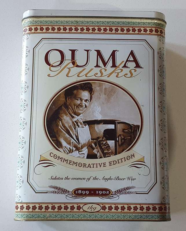 OUMA RUSKS tin as per photo.