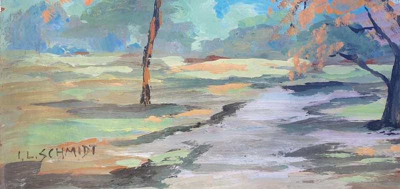 Unframed painting by I. L. SCHMIDT as per photo