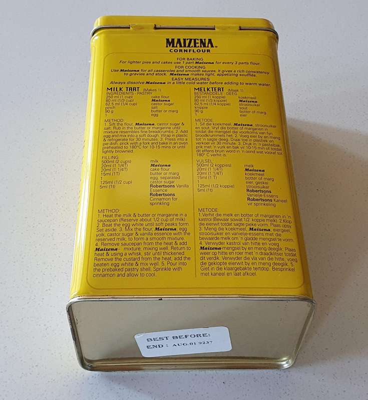 Maizena cornflour tin as per photo.