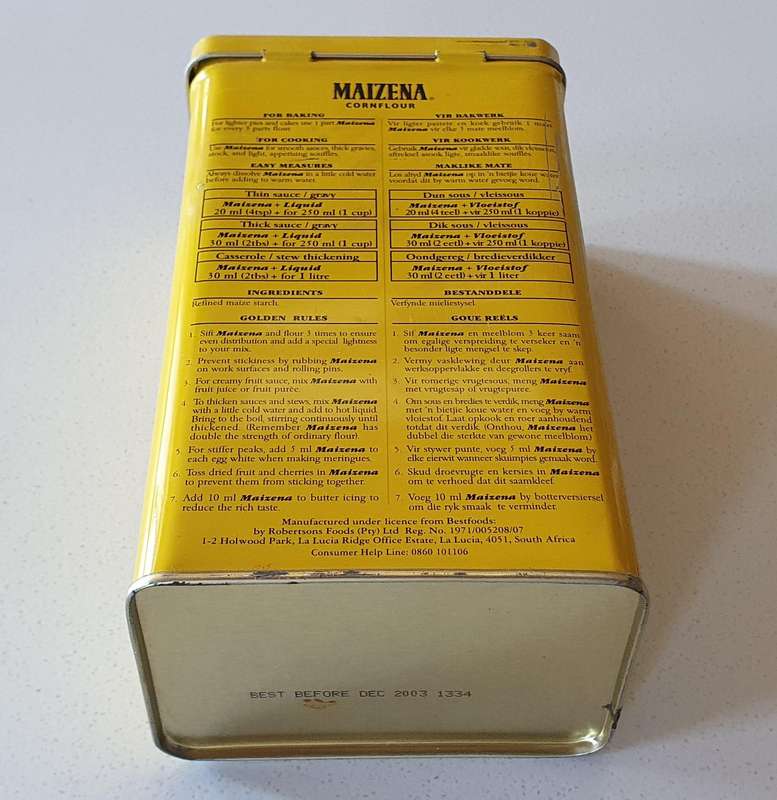 Maizena cornflour tin as per photo.
