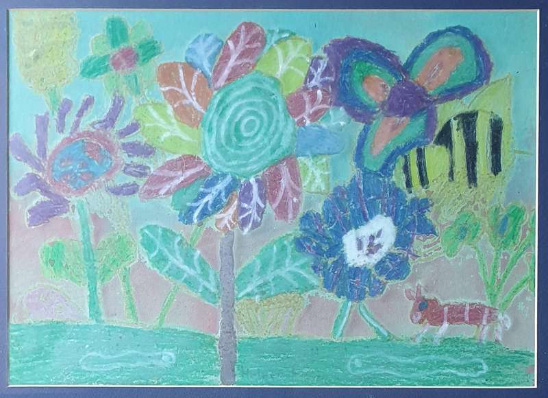 Original framed mixed medium painting behind glass as per photos