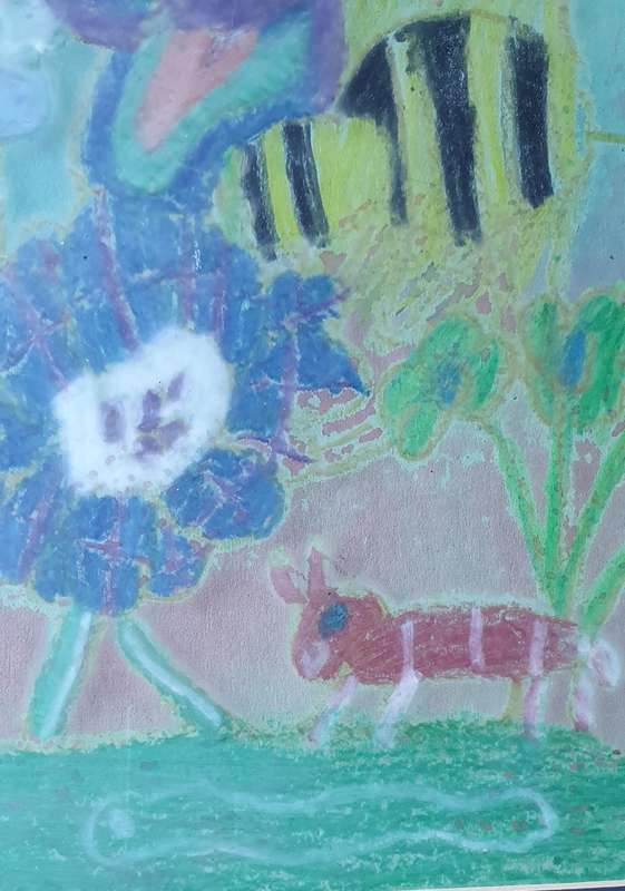 Original framed mixed medium painting behind glass as per photos
