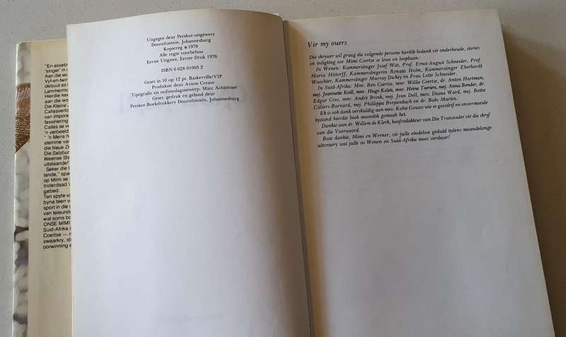 Onse Mimi by Wouter de Wet, hard cover, first edition nr.96 of 200 - signed by Mimi Coertse