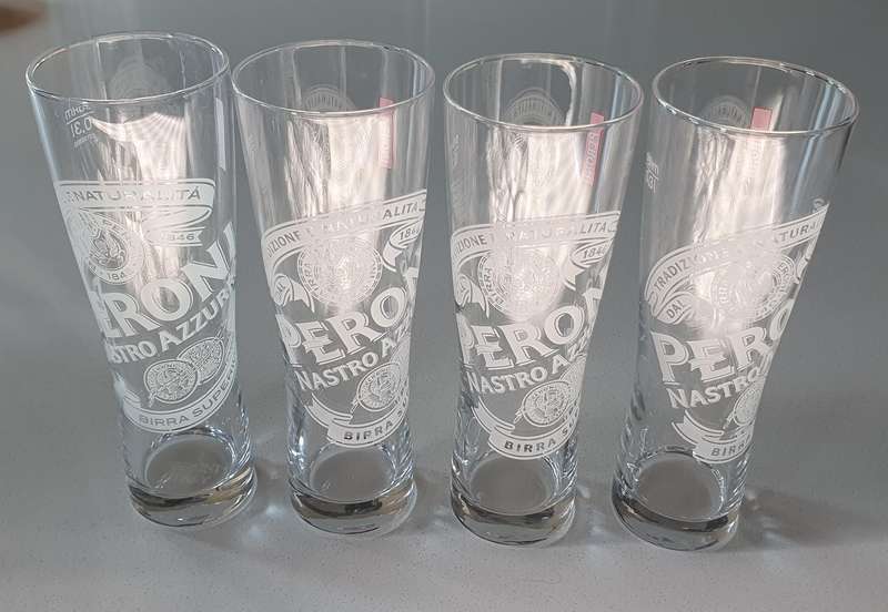 Set of 4 x 300ml PERONI BEER GLASSES as per photos