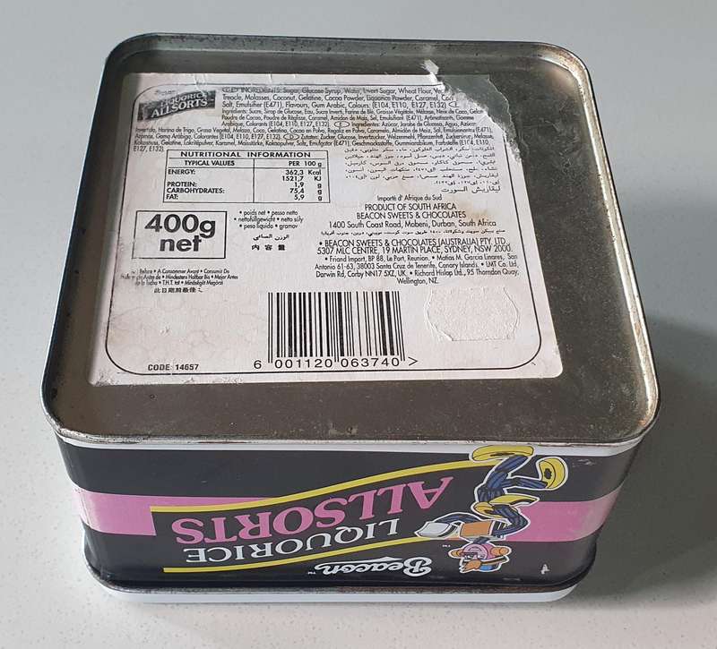 LIQUORICE ALLSORTS tin as per photo