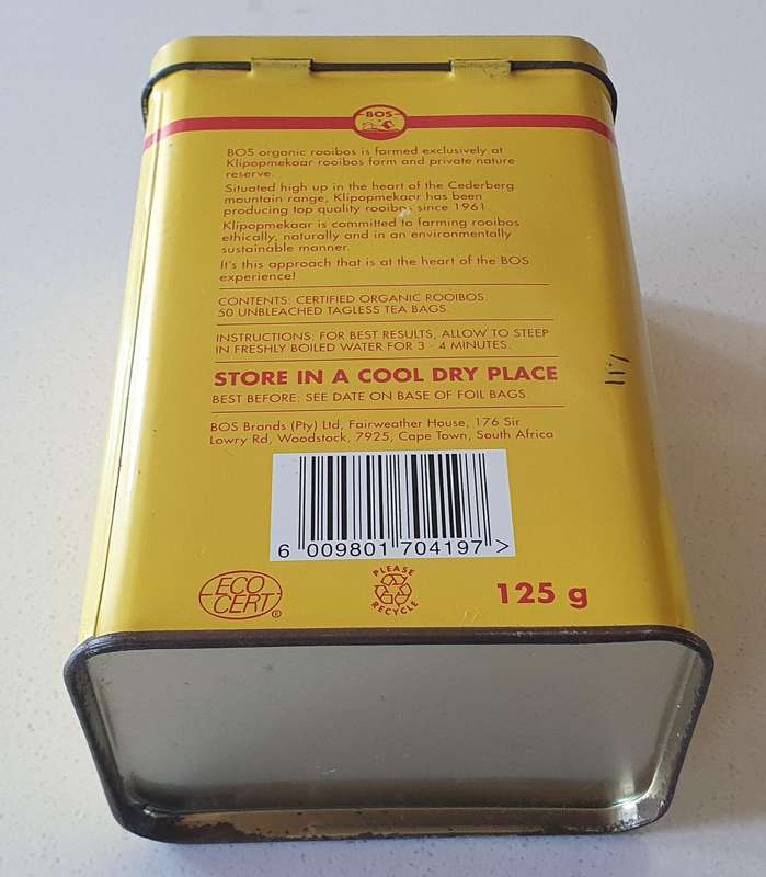 BOS organic rooibos tea tin as per photos