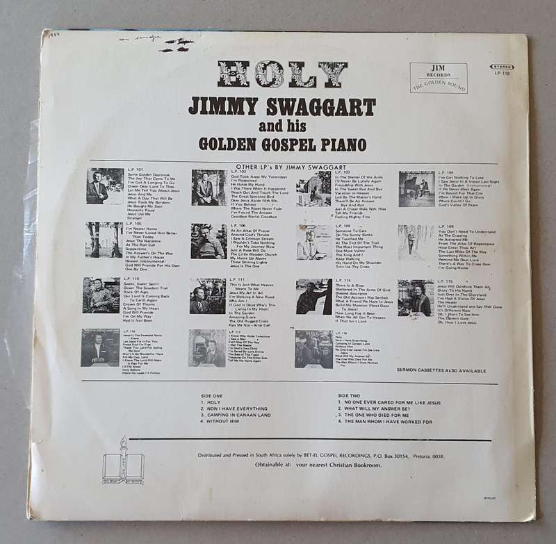 JIMMY SWAGGART - Holy - vintage vinyl LP as per photo
