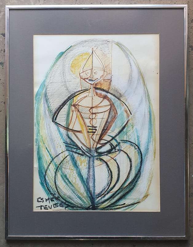 Framed mixed medium artwork by ESME TEVBE as per photo
