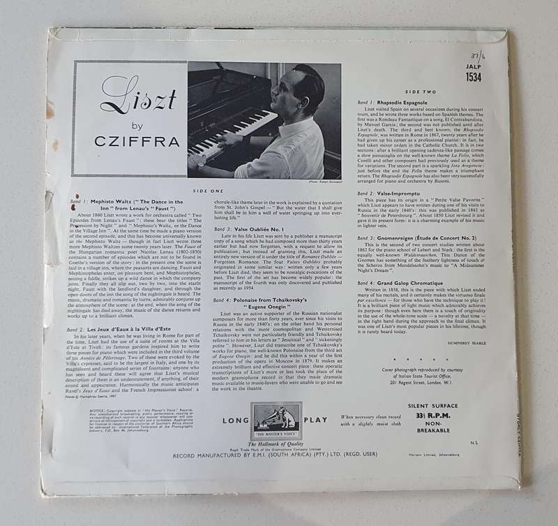 Liszt by Cziffra - vintage vinyl LP as per photo