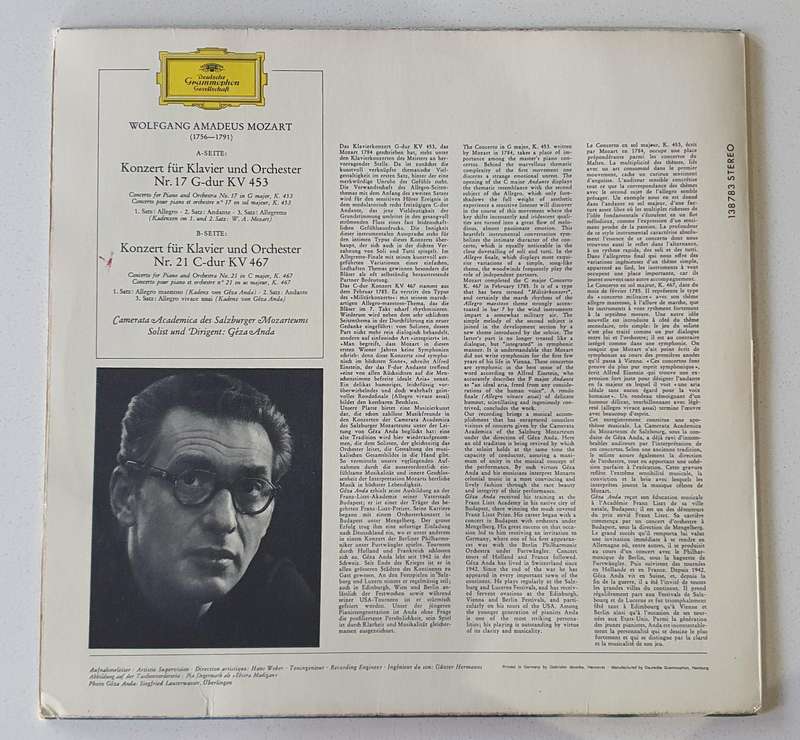 MOZART piano concertos - vintage vinyl LP as per photo