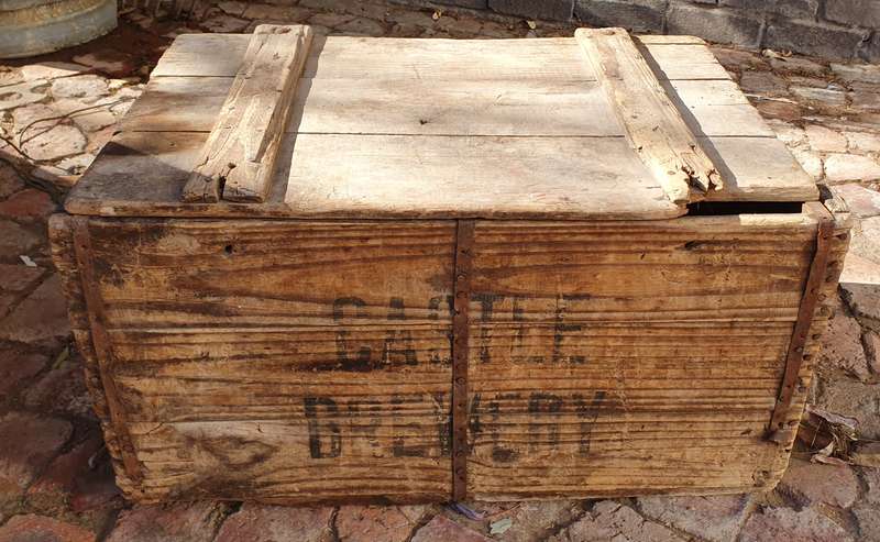Vintage wooden CASTLE BREWERY crate as per photos